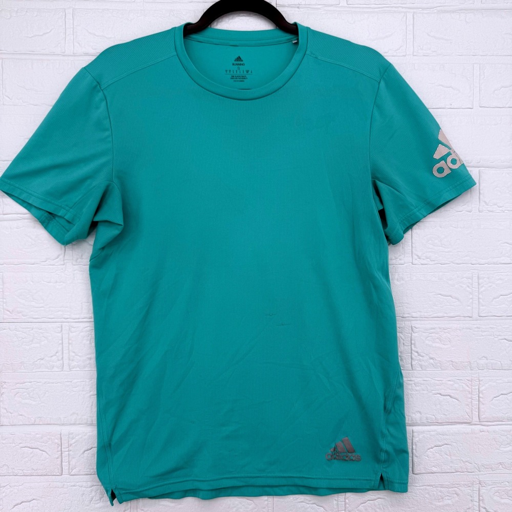 Adidas Running Shirt Mens Small Teal Aeroready Performance Tee GV9078